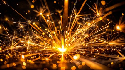 Captivating Macro Photography of Ethereal Lines of Light Sparks Illuminating the Darkness, Creating a Mesmerizing Dance of Light and Shadow in an Enigmatic Night Setting