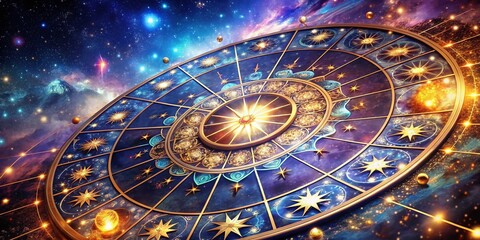 Obraz premium Captivating Macro Photography of Zodiac Symbols with Celestial Backgrounds, Illuminating the Mystique of Astrology and the Enigmatic Universe in Stunning Detail