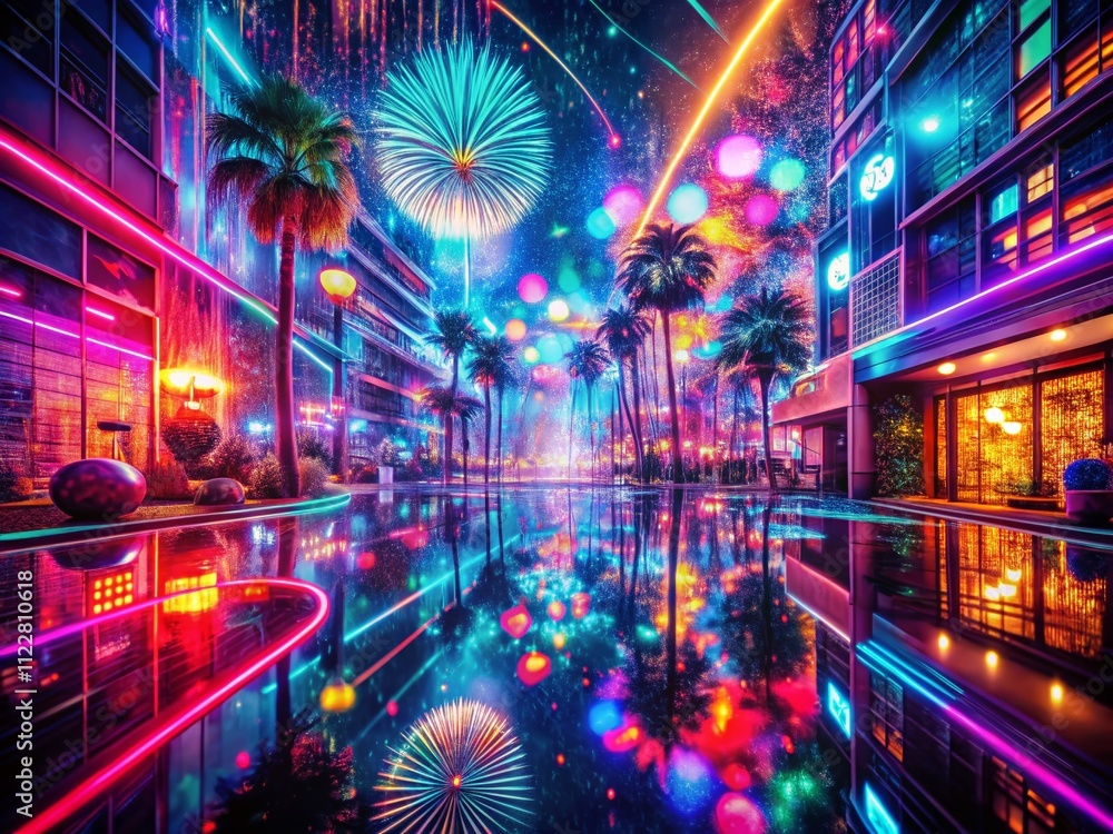 Poster captivating neon light abstract background featuring double exposure photography techniques for uniq