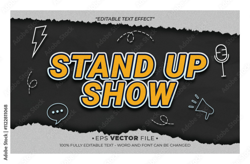 Poster stand up show 3d text effect editable effect