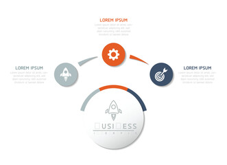 Naklejka premium Vector infographic business presentation template with circular interconnection with 3 options.