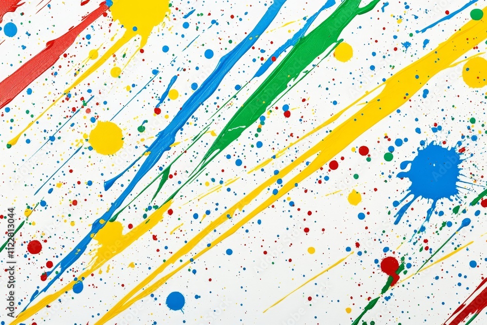 Poster colorful paint splatter background with dynamic brush strokes and vibrant dots for creative projects