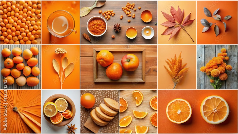 Poster captivating orange art: a minimalist approach to creating stunning artwork using various shades of o