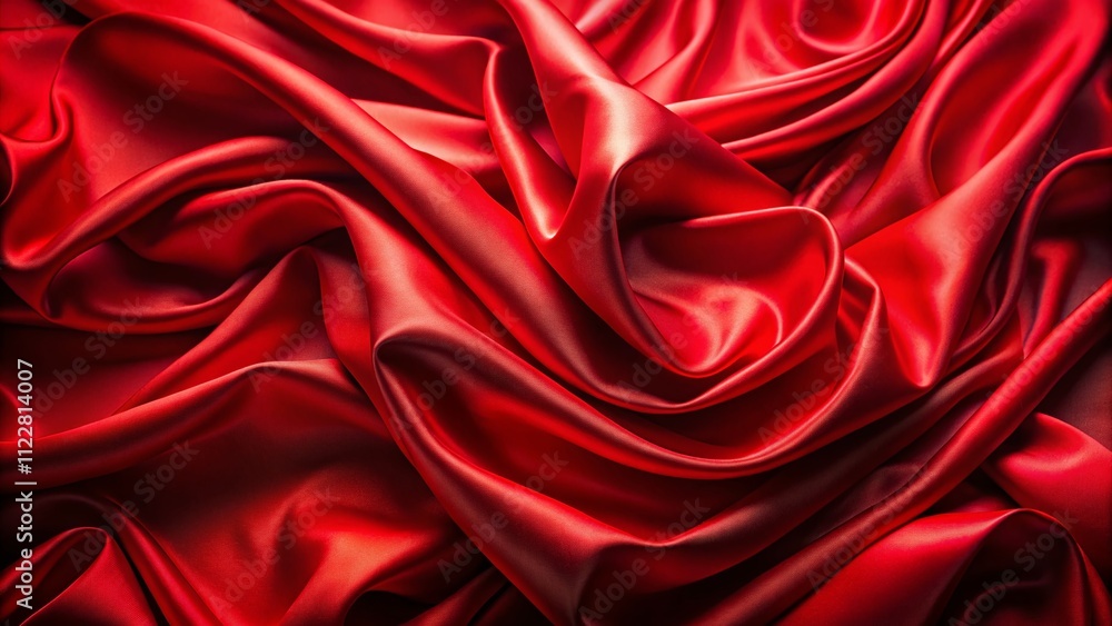 Poster captivating panoramic view of a red silk background with neon red abstract patterns, ideal for moder