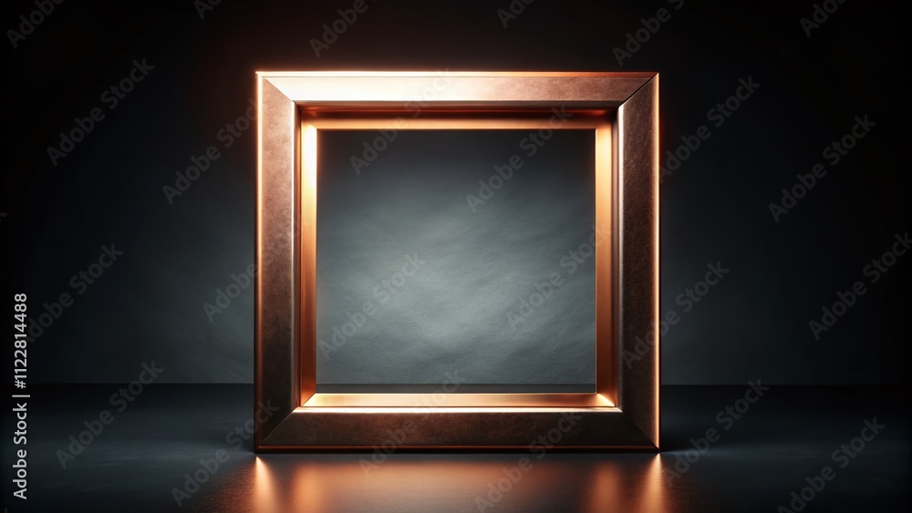Poster captivating portrait of a metallic square frame with copper gradient on dark background - perfect fo
