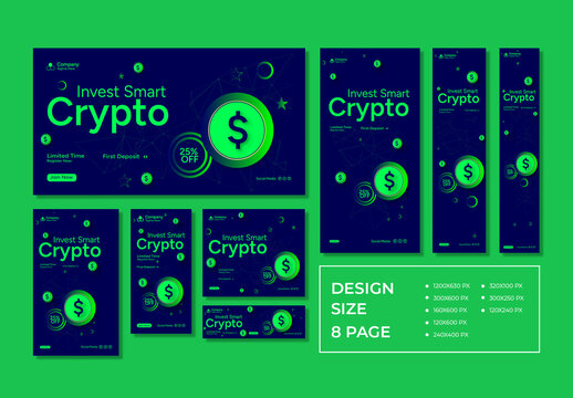 Cryptocurrency Web Banner Set Layout