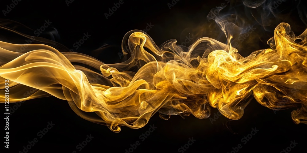 Aufkleber captivating portrait photography of transparent golden smoke effect swirling and floating on a dark 