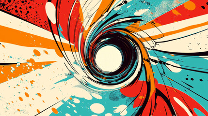 A dynamic spiral with bold, comic-style lines.