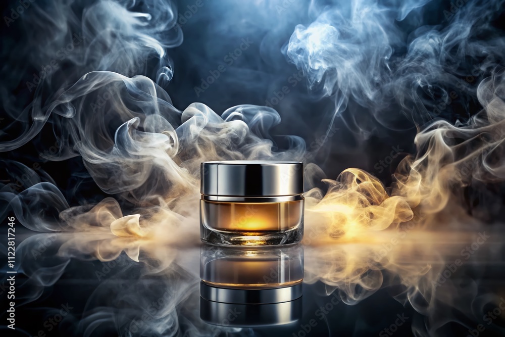 Poster captivating product photography with smoke background and dense fog for unique branding and atmosphe