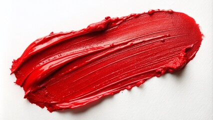 Captivating Red Lipstick Swatch Texture on a Crisp White Background for Cosmetic and Beauty Product Photography