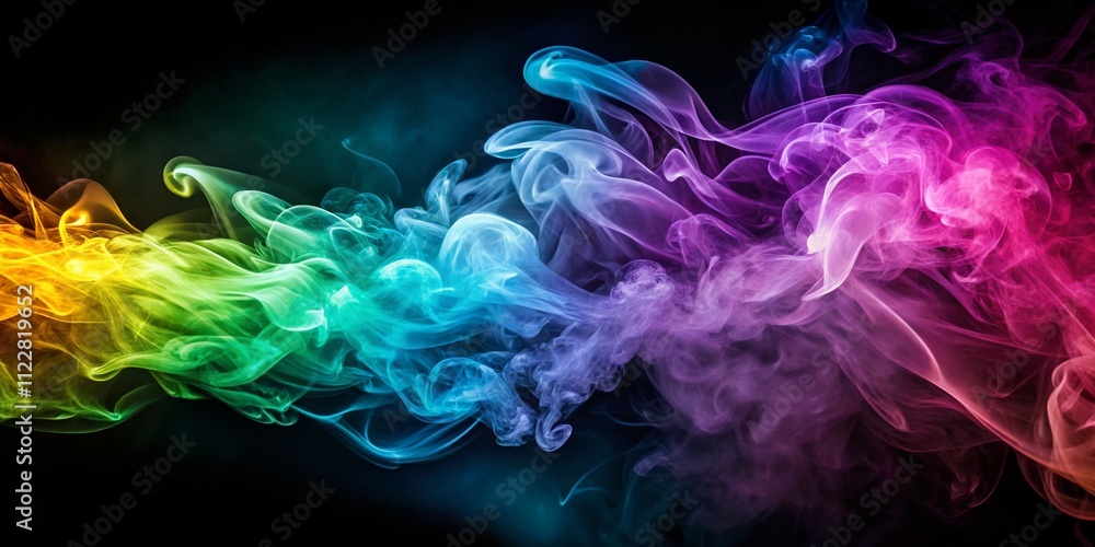 Poster captivating smoke effect with dynamic swirls in a mysterious atmosphere, leaving room for text and c