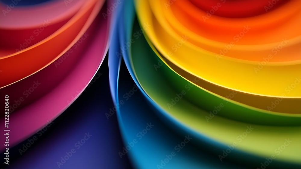 Leinwandbilder vibrant and colorful abstract background with overlapping rainbow paper swirls : generative ai