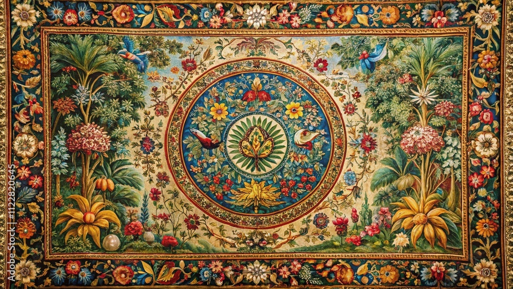 Aufkleber captivating tapestry background with vibrant colors and intricate patterns for stunning visuals in h