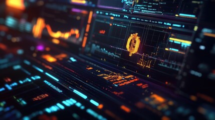 Obraz premium Close-up of a computer screen displaying cryptocurrency data and charts.