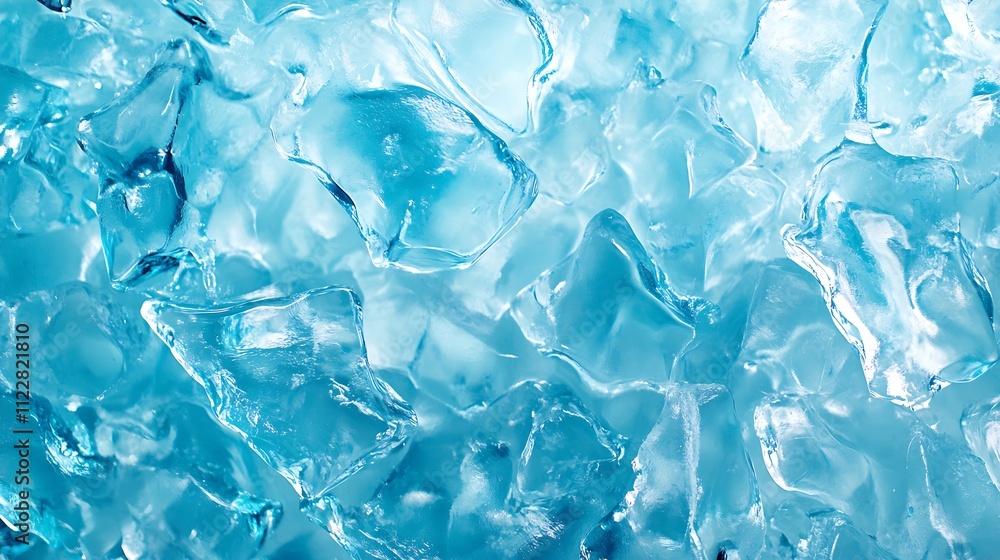 Poster Abstract Ice Crystal Patterns Creating a Cool and Refreshing Texture in Blue Hues : Generative AI