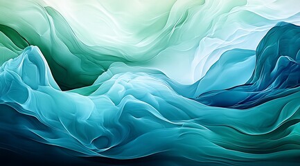 Obraz premium Abstract Oceanic Waveforms in Teal and Aquamarine Digital Art : Generative AI