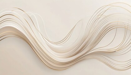 Obraz premium Soft, flowing lines intertwine in a harmonious display of neutral tones, showcasing shades of beige and white. The gentle curves evoke a sense of calm and elegance in the design.