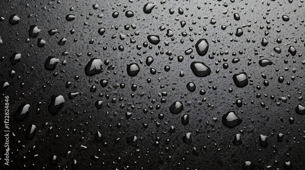 Aufkleber collection of water droplets on black surface creating textured art : generative ai