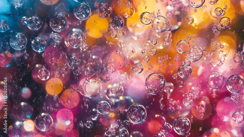 Poster vibrant abstract bokeh bubbles with warm colorful light background : generative ai