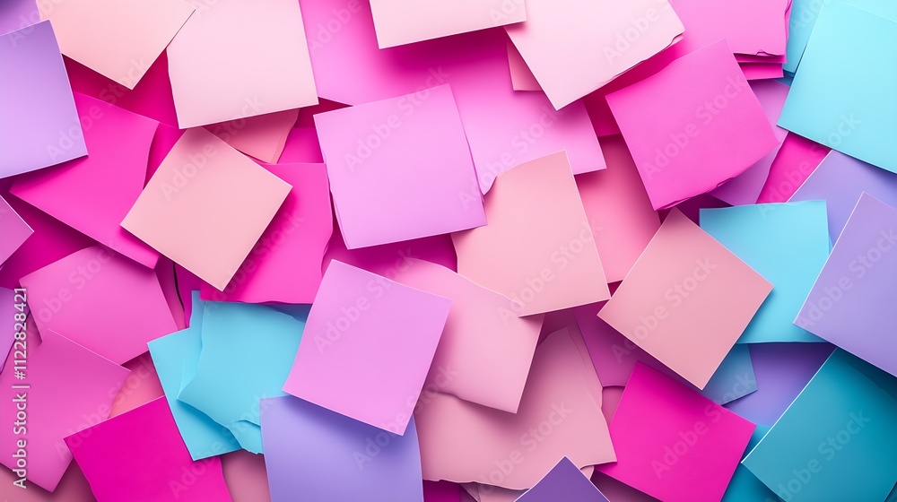 Poster vibrant abstract overlapping pink blue papers creating dynamic artistic backdrop : generative ai