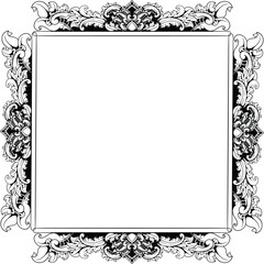 Black White Frame Ornament Luxury Wedding Invitation Vintage Engraved Decoration Ornament