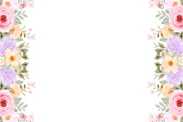 Watercolor flower frame background for wedding, birthday, card, background, invitation, wallpaper, sticker, decoration etc.