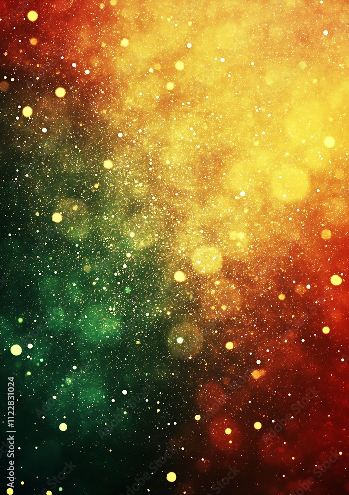 Fototapete Golden and Green Sparkling Bokeh Background with Abstract Design : Generative AI