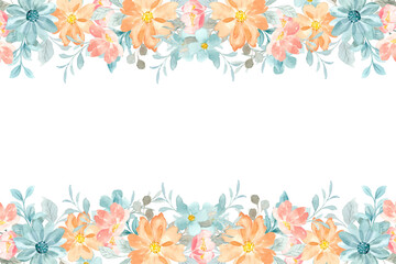 Watercolor flower frame background for wedding, birthday, card, background, invitation, wallpaper, sticker, decoration etc.