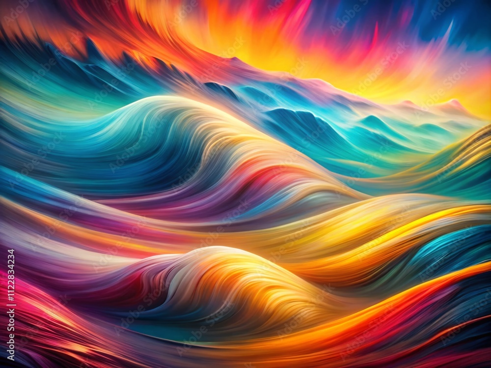 Poster close-up of a colorful abstract background featuring a flowing wave in long exposure, capturing vibr