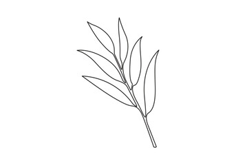 Bamboo leaf continuous single line drawing vector illustration