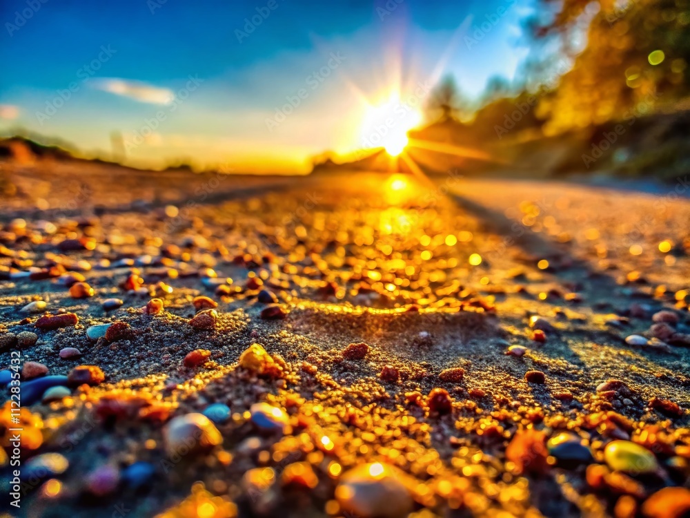 Poster close-up of a ground seamless textured surface under bright sunlight, showcasing natural patterns an