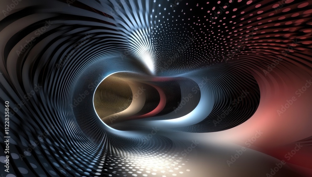 Poster abstract background with dynamic lines and dots in a futuristic tunnel design, perfect for technolog