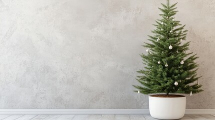 Fototapeta premium Christmas tree in a modern white pot design