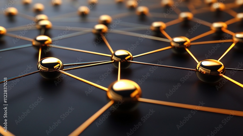 Aufkleber futuristic network structure with high-tech golden nodes