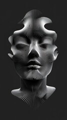 Obraz premium Abstract Linear Sculpture of a Serene Human Face