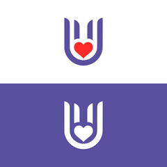 letter U with love logo vector illustration template design © katsumatakun