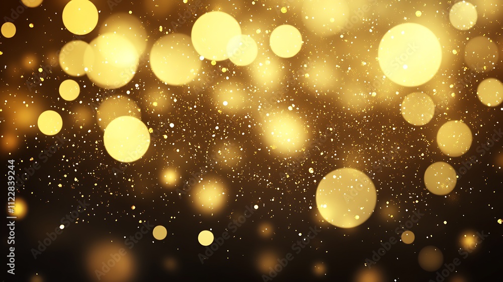 Poster elegant golden sparkles on dark background creating a dreamy and festive atmosphere : generative ai