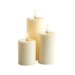 Flat View of Burning White Candle Lights 
