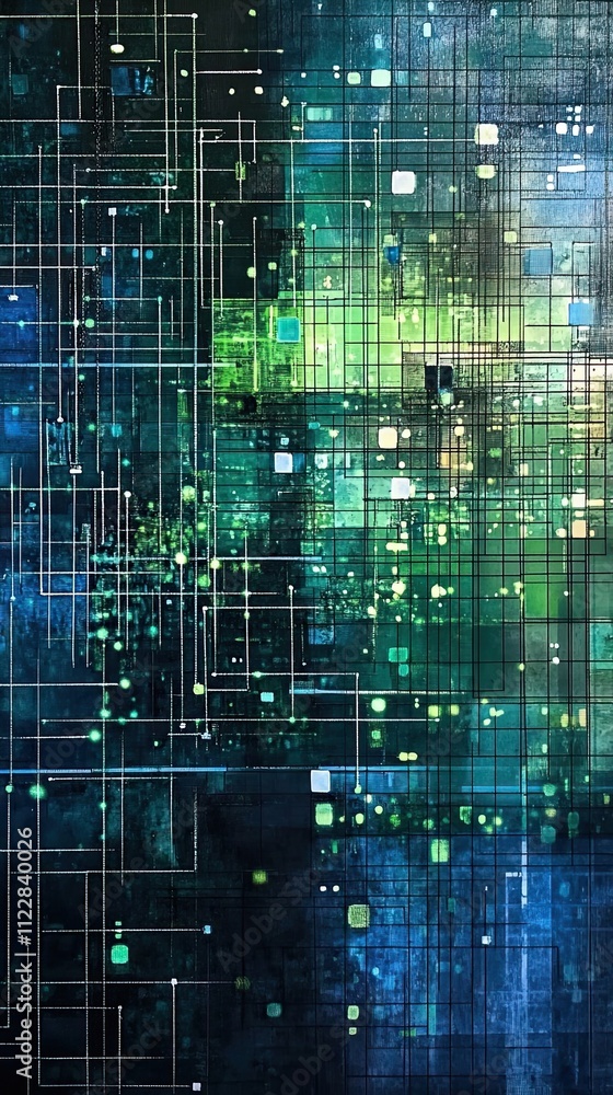 Poster abstract digital network grid pattern artwork