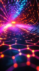 Obraz premium Abstract Neon Network Lights Tunnel Design