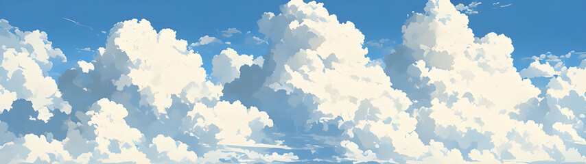 Obraz premium Beautiful Cumulus Clouds Against a Vivid Blue Sky.