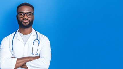 Portrait of a Male Doctor in White Coat and Stethoscope