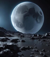 Dazzling blue light reflecting off the surface of a moon , moons, geological processes, craters