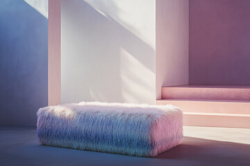 Pastel-Colored Walls and Ombre Fur Platform