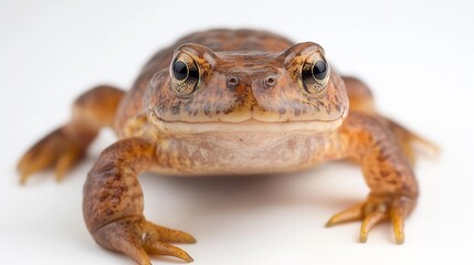 Obraz premium CloseUp View of Alert Toad on White Surface Highlighting Its Distinct Features : Generative AI