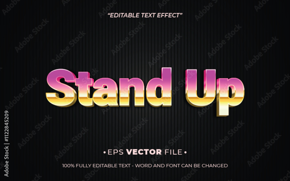 Poster stand up 3d text effect editable effect