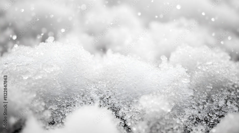 Leinwandbilder close up of sparkling snowy surface with tiny ice crystals : generative ai