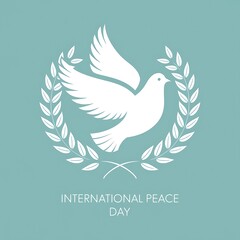 Obraz premium White Dove of Peace within a Laurel Wreath Design