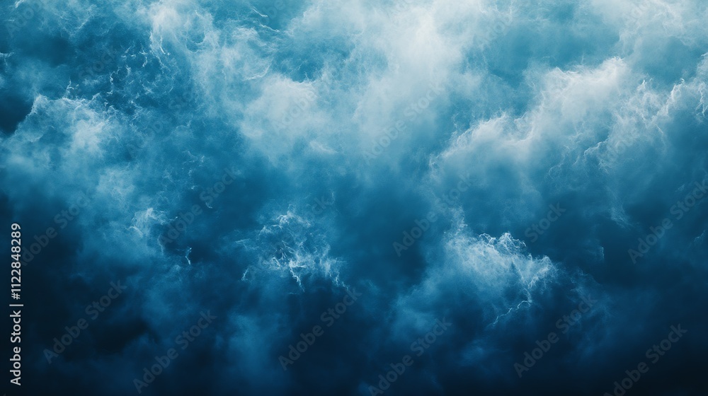 Poster moody deep blue ocean waves with abstract textured surf : generative ai