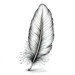 Obraz premium Single Elegant Bird Feather - Detailed Ink Drawing